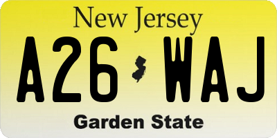 NJ license plate A26WAJ