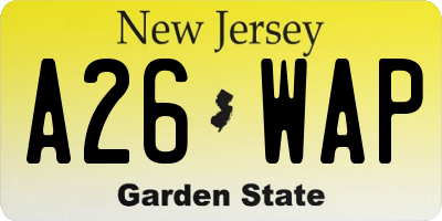 NJ license plate A26WAP