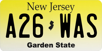 NJ license plate A26WAS