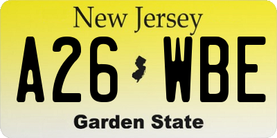NJ license plate A26WBE