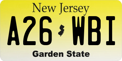 NJ license plate A26WBI