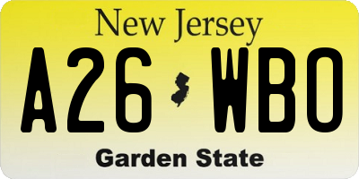 NJ license plate A26WBO