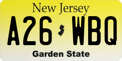 NJ license plate A26WBQ