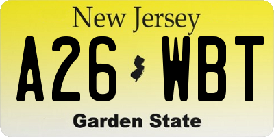 NJ license plate A26WBT