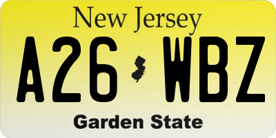 NJ license plate A26WBZ