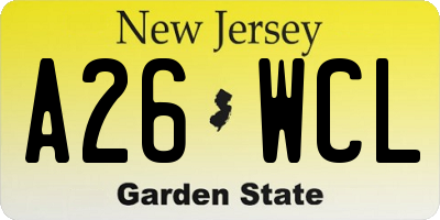 NJ license plate A26WCL
