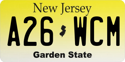 NJ license plate A26WCM