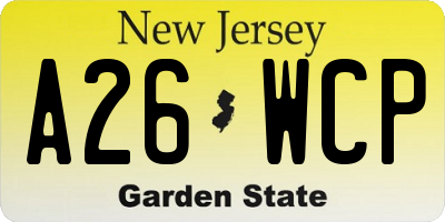 NJ license plate A26WCP