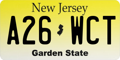 NJ license plate A26WCT