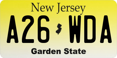 NJ license plate A26WDA