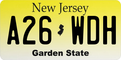 NJ license plate A26WDH