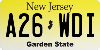 NJ license plate A26WDI