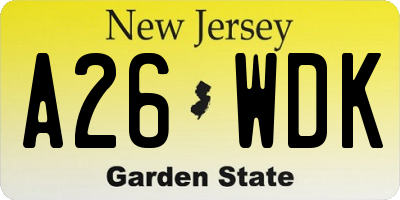 NJ license plate A26WDK