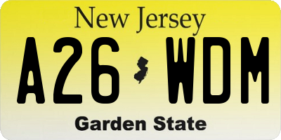 NJ license plate A26WDM