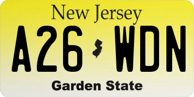 NJ license plate A26WDN