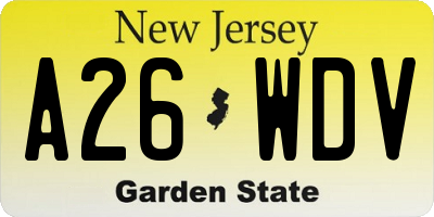 NJ license plate A26WDV