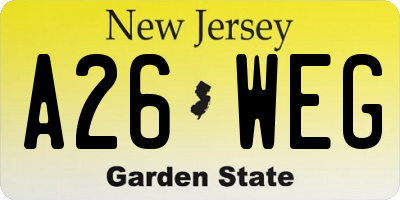 NJ license plate A26WEG
