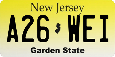 NJ license plate A26WEI