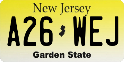 NJ license plate A26WEJ
