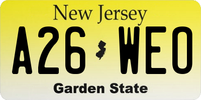 NJ license plate A26WEO