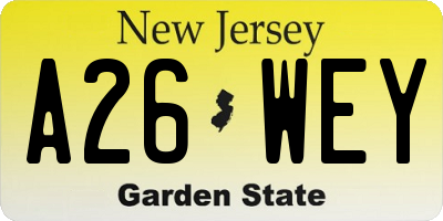NJ license plate A26WEY