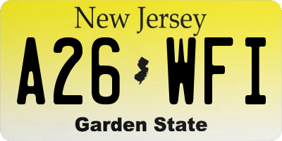 NJ license plate A26WFI