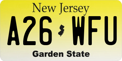 NJ license plate A26WFU