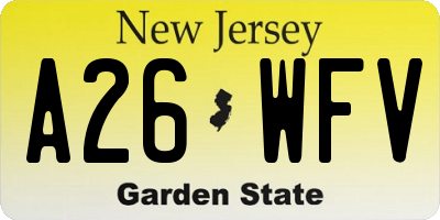 NJ license plate A26WFV