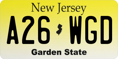 NJ license plate A26WGD