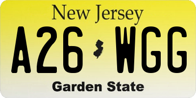 NJ license plate A26WGG