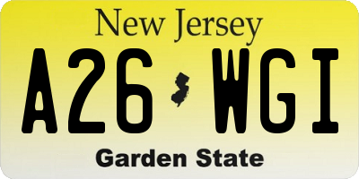 NJ license plate A26WGI