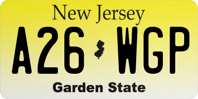 NJ license plate A26WGP