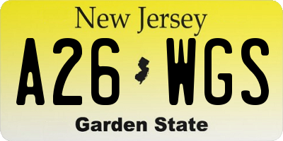 NJ license plate A26WGS