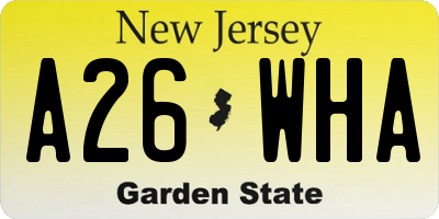 NJ license plate A26WHA