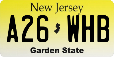 NJ license plate A26WHB