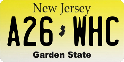 NJ license plate A26WHC