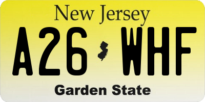 NJ license plate A26WHF