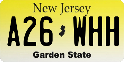 NJ license plate A26WHH