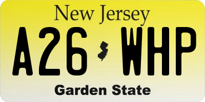 NJ license plate A26WHP