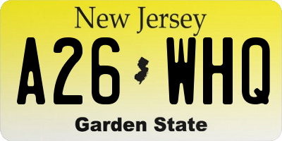 NJ license plate A26WHQ
