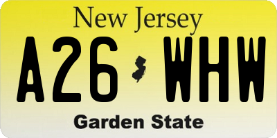 NJ license plate A26WHW