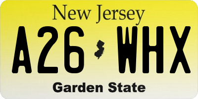 NJ license plate A26WHX