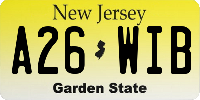 NJ license plate A26WIB