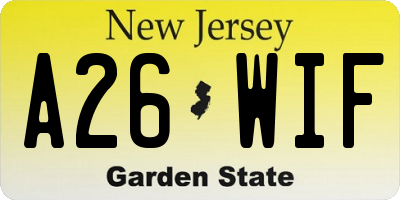 NJ license plate A26WIF