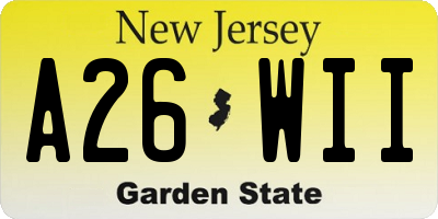 NJ license plate A26WII