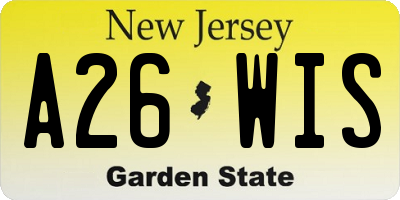 NJ license plate A26WIS