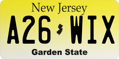 NJ license plate A26WIX
