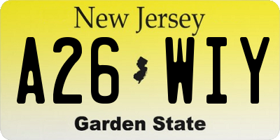 NJ license plate A26WIY