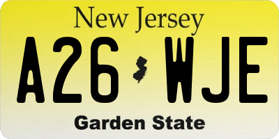 NJ license plate A26WJE