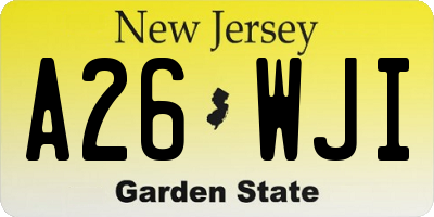 NJ license plate A26WJI